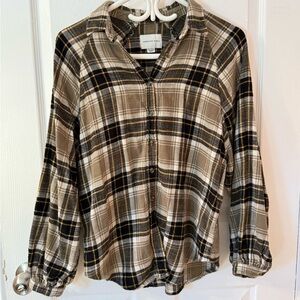 American Eagle Oversized Plaid Flannel - Green, Brown, Black​